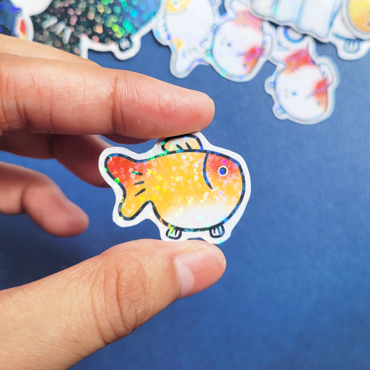 Goldfish Vinyl Holographic Sticker - Mango