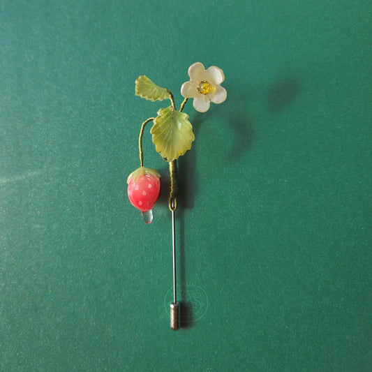 Strawberry in the Rain - Brooch