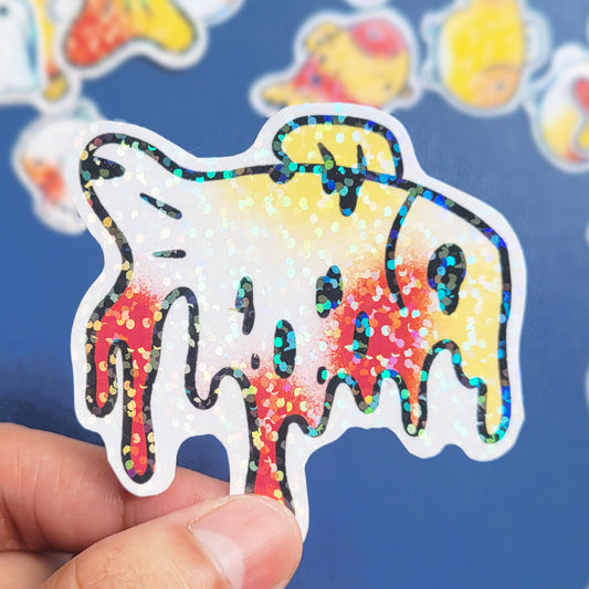 Goldfish Vinyl Holographic Sticker - Melting