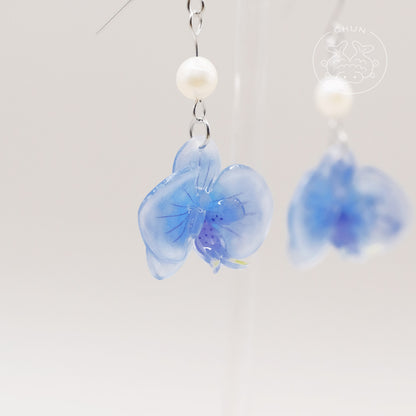 Orchid Flowers Earrings with Freshwater Pearl