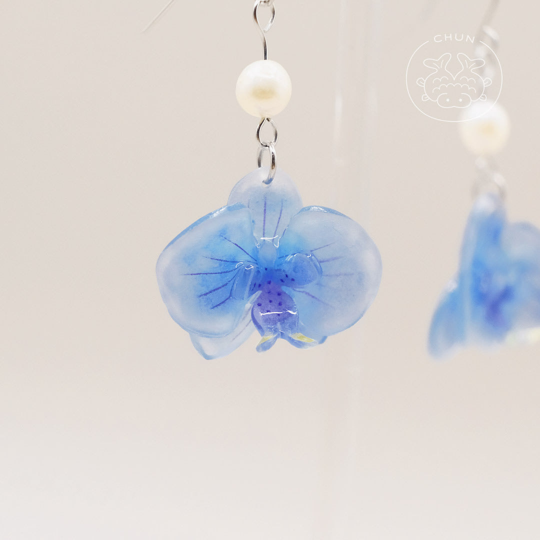Orchid Flowers Earrings with Freshwater Pearl