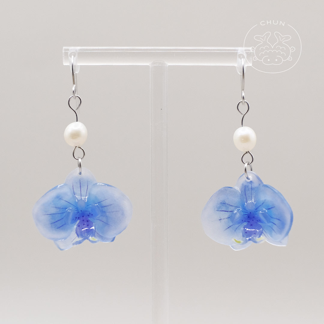 Orchid Flowers Earrings with Freshwater Pearl