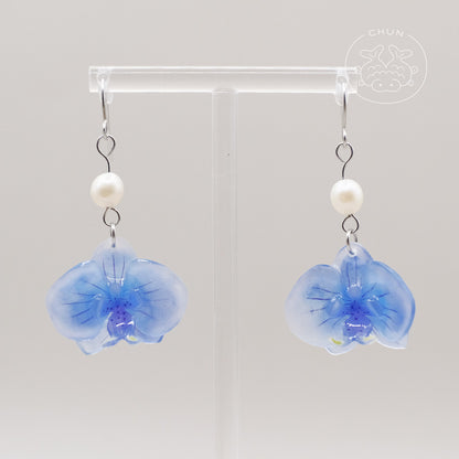 Orchid Flowers Earrings with Freshwater Pearl