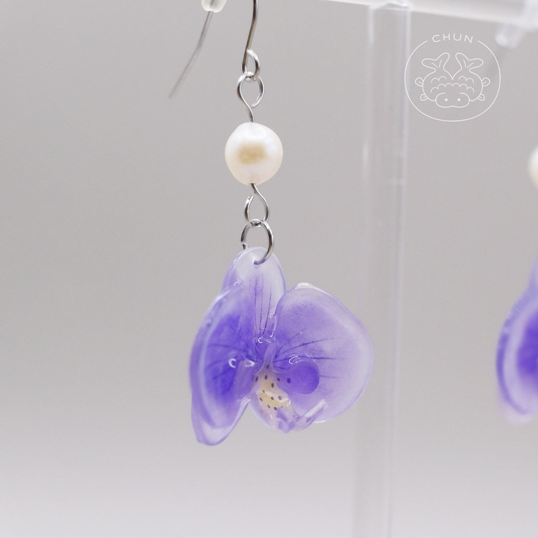 Orchid Flowers Earrings with Freshwater Pearl