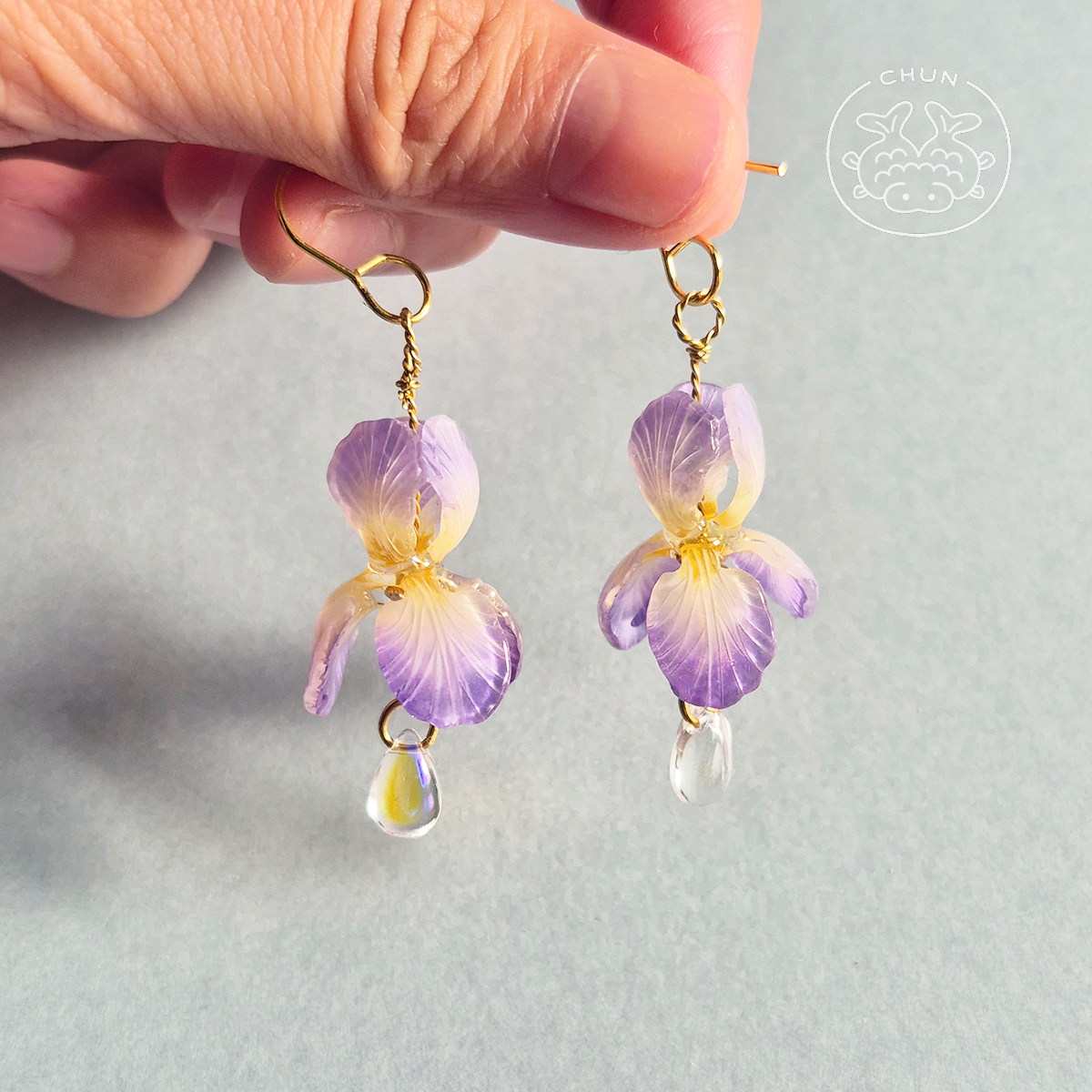 Purple Iris Earrings