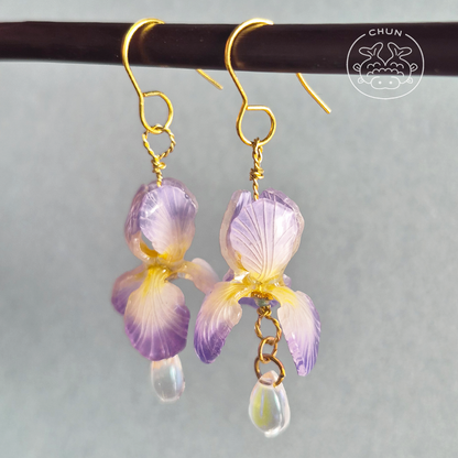 Purple Iris Earrings