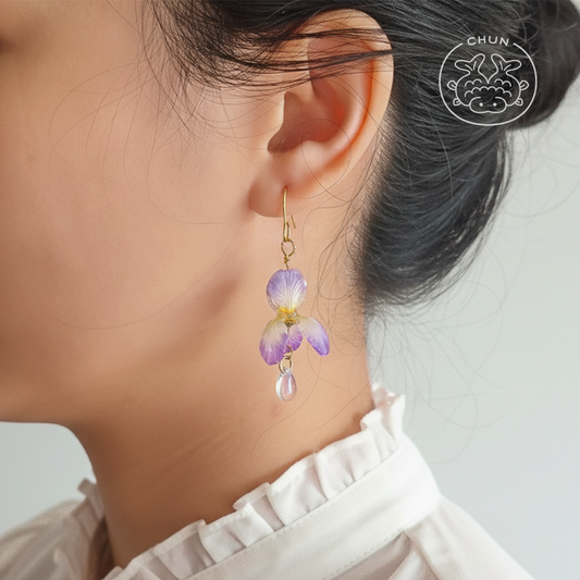 Purple Iris Earrings