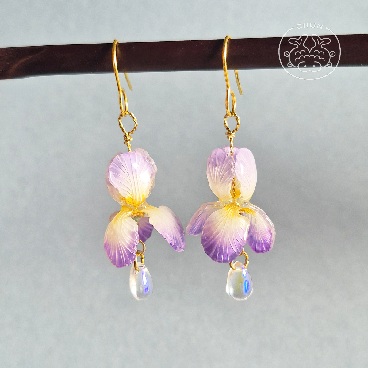 Purple Iris Earrings