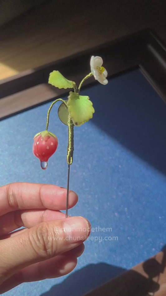 Strawberry in the Rain - Brooch