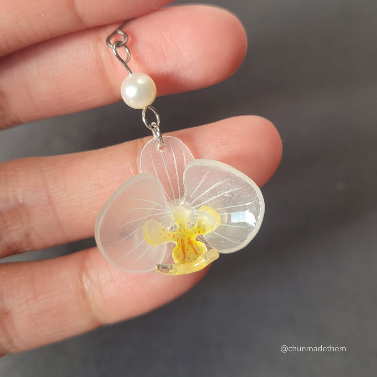 Orchid Flowers Earrings with Freshwater Pearl
