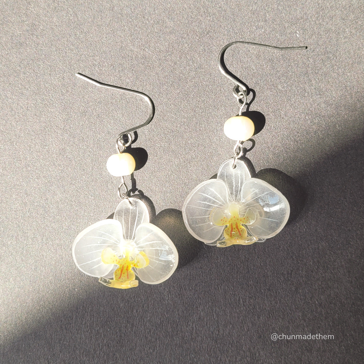 Orchid Flowers Earrings with Freshwater Pearl