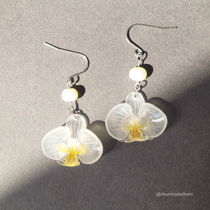 Orchid Flowers Earrings with Freshwater Pearl